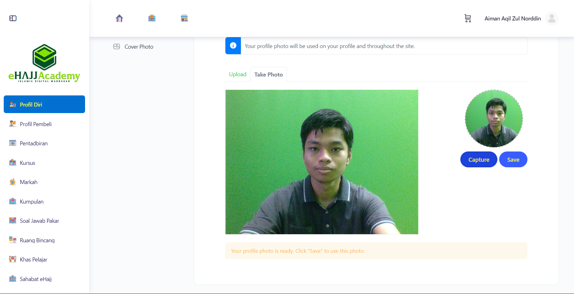 Menekan Capture Profil Foto Menekan Capture Profil Foto